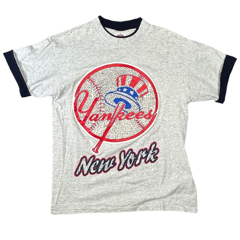 Vintage 1992 New York Yankees Ringer T-Shirt Mens Large Saturdays Hero Grey MLB